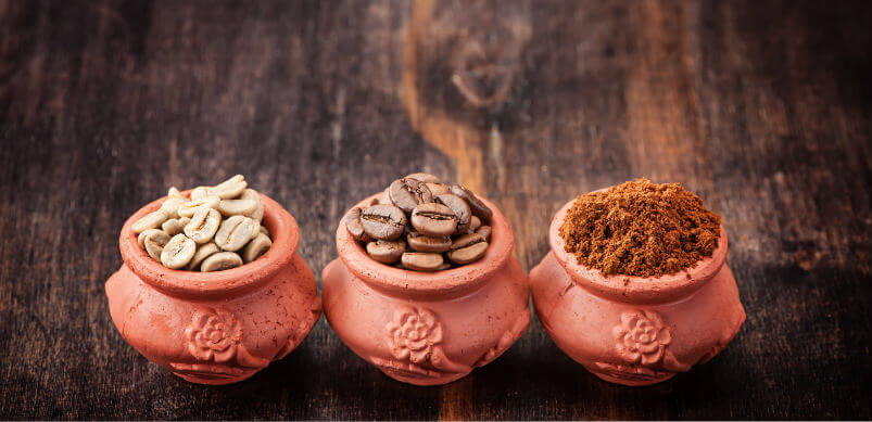 Coffee Beans in Pots