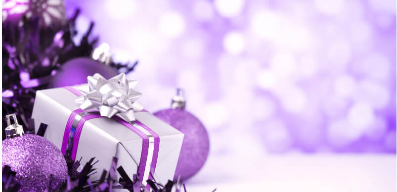 Purple Christmas Present And Decorations