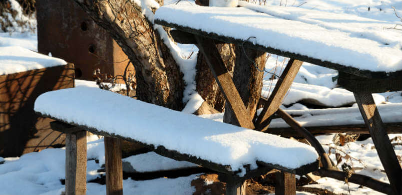 Bench Covered In Snow