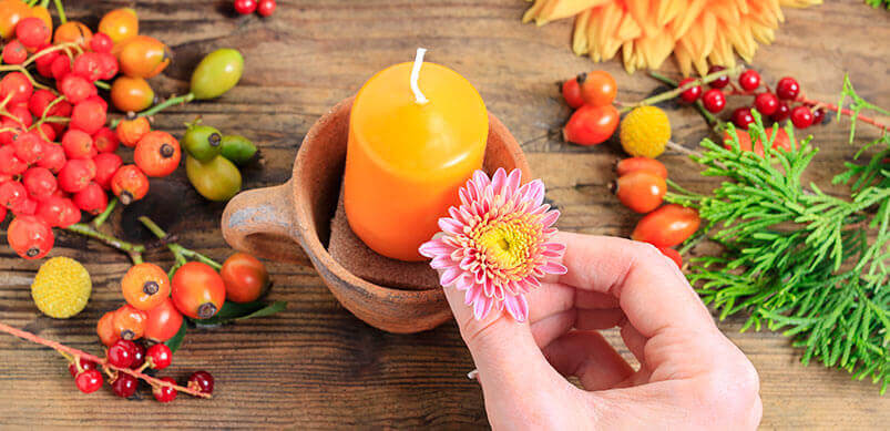 Candle And Flower Arranging