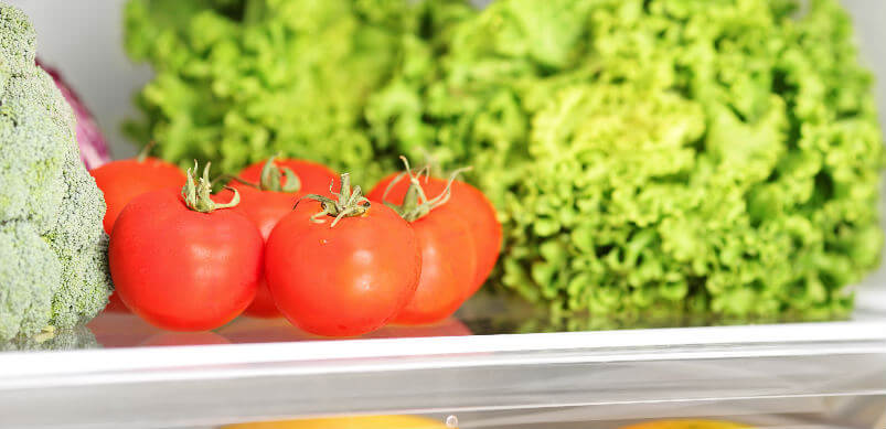 Salad And Vegetables In Fridge