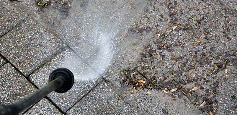 Pressure Washer Washing Patio