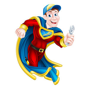 Superhero With Cape And Spanner