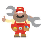 Cartoon Man Holding Spanner