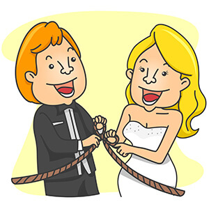 Cartoon Couple Tying the Knot