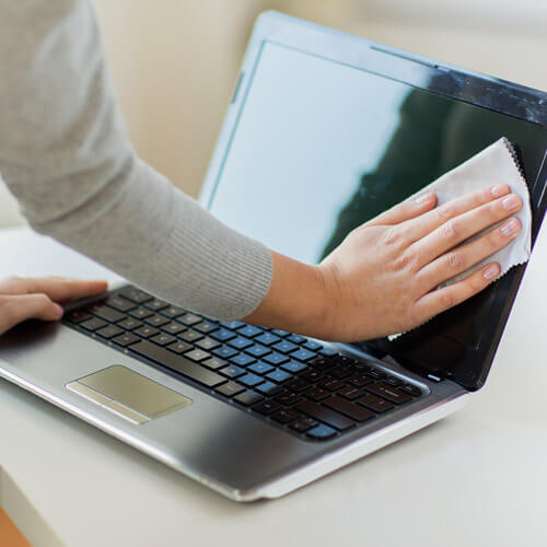 Cleaning Laptop Screen With Cloth