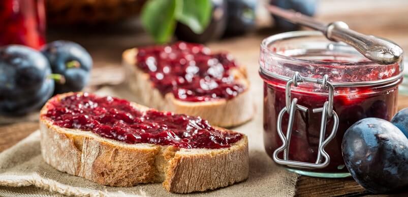 Fresh Berries and Jam on Bread