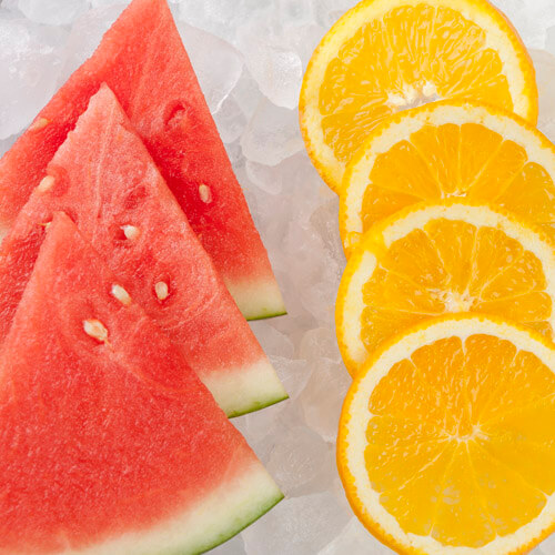 Watermelon And Orange On Ice