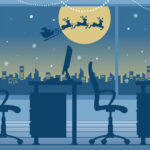 Office Christmas Traditions Graphic With Tree And Santa