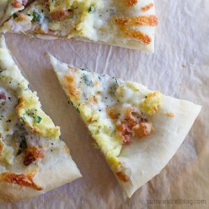 Carbonara Pizza With Bacon And Cheese