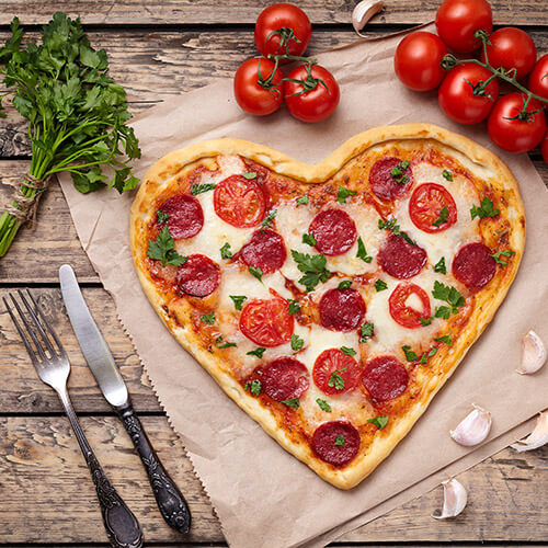 Heart Shaped Pepperoni Pizza