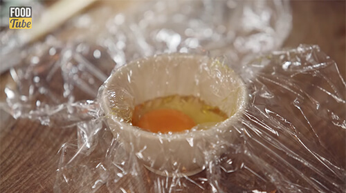 Bowl With Egg Inside Clingfilm