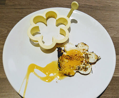 Burnt Fried Egg In Shape Of Flower