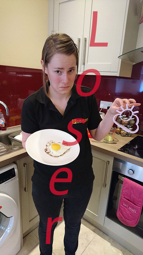 Eleanor Posing With Fried Egg Mould