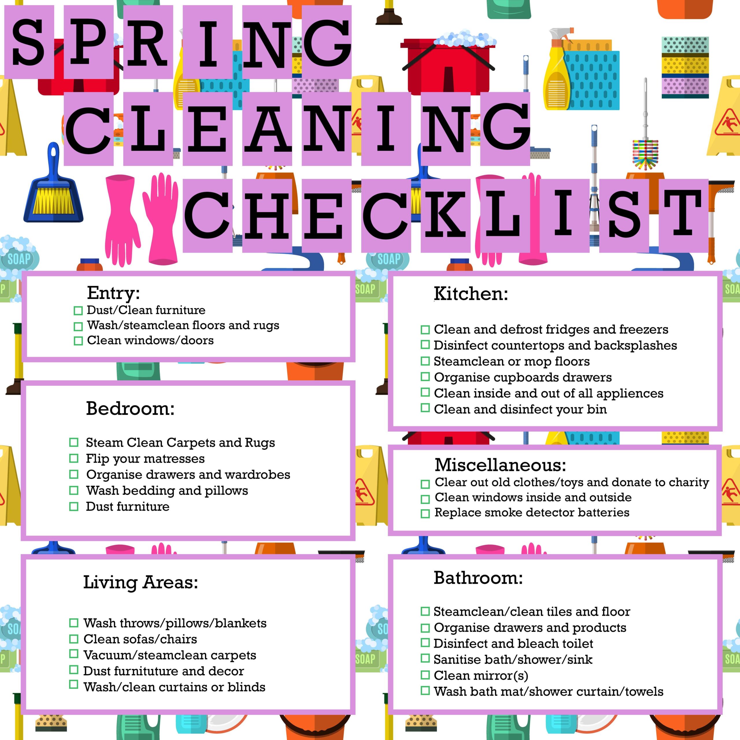 Room By Room Spring Cleaning Checklist