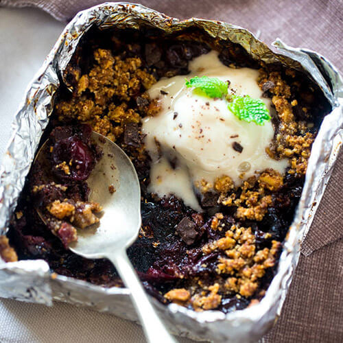 Nutty Honey Cherry Crisp Dessert