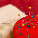 Red Pin Cushion With Pins