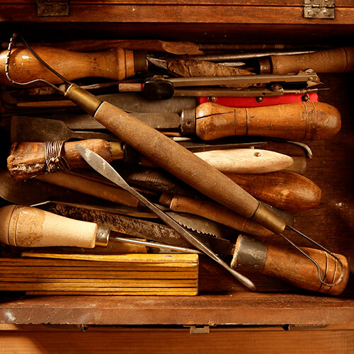 Selection Of Wooden Handled Tools