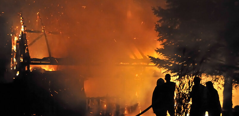 Firefighters Fighting House Fire