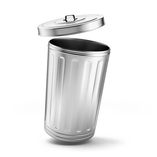 Silver Metal Rubbish Bin With Open Lid