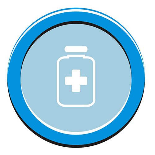 White Symbol Of Medicine On Blue Circle Background