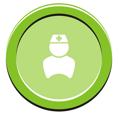 White Symbol Of Nurse On Green Circle Background