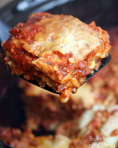 A Slice Of Slow Cooked Lasagna From Pan