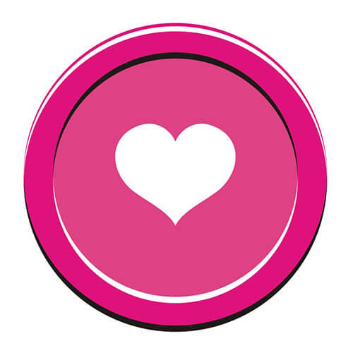 White Heart Symbol On Pink Circle Background