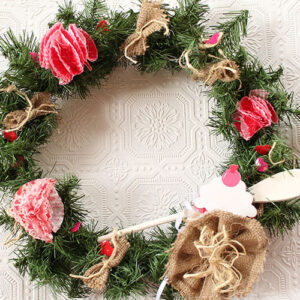 Green Wreath Decorated For Valentines Day 