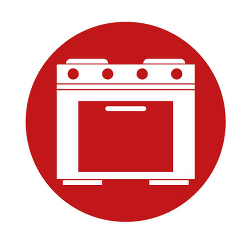 Oven Icon In Red Circle