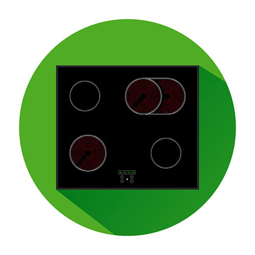 Ceramic Hob Icon In A Green Circle