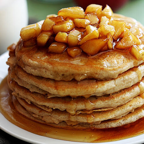 Stacked Pancakes With Apple and Cinnamon