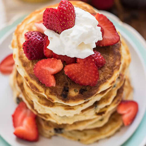 Strawberry And Chocolate Chip Pancakes