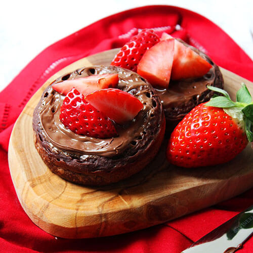 Chocolate Crumpets Topped With Strawberries