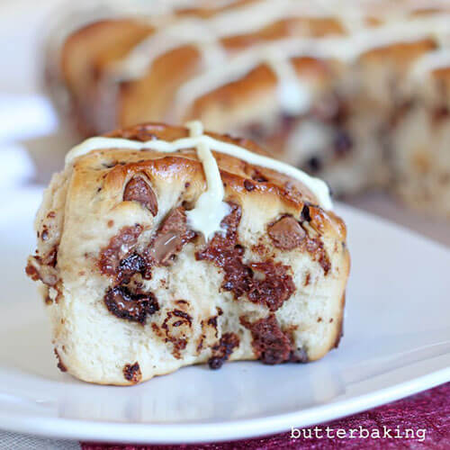 Hot Cross Bun With Melted Chocolate Chips