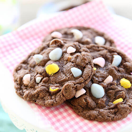 Double Chocolate Cookies With Mini Eggs 