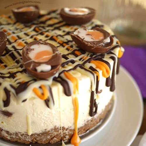 Cream Egg Cheese Cake Topped With Creme Eggs