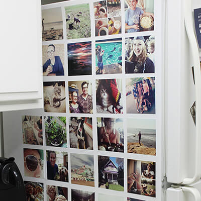 Fridge With One Side Full Of Colourful Photos