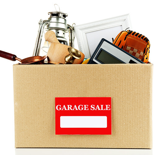 Box Of Unwanted Items For Garage Sale