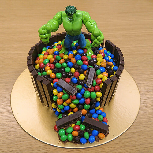 Chocolate Cake With Hulk And M&M's