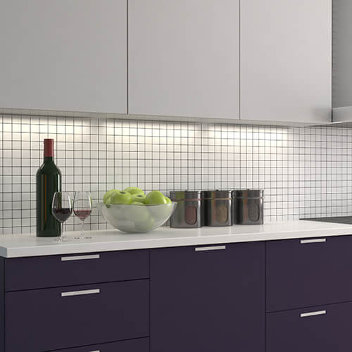 Kitchen Interior With Painted Purple Cupboards