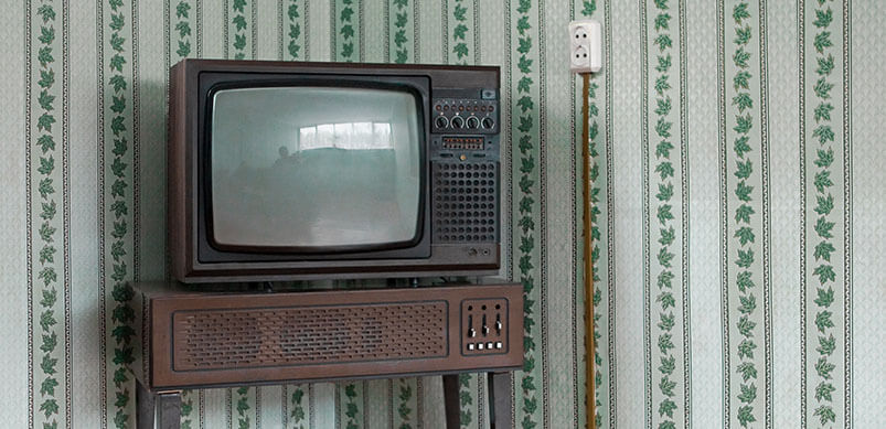 Vintage Television Set In Living Room