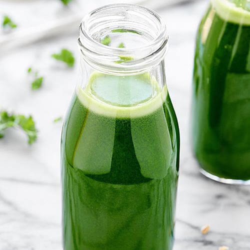 Green Juice Recipe In Milk Bottle Jar