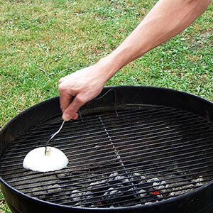 Person's Arm Cleaning BBQ With Onion