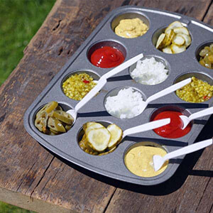 Different Condiments In Muffin Tin