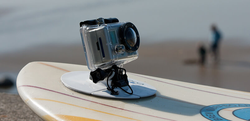 GoPro Attached To Front Of Surfboard