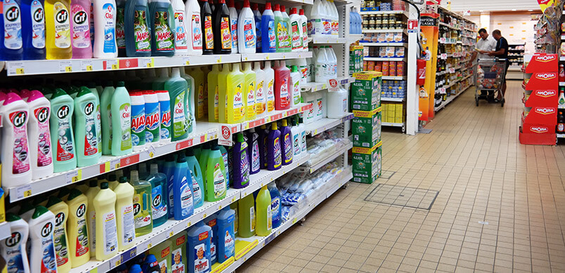 Cleaning Products Aisle At Supermarket