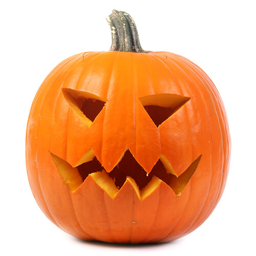 Carved Pumpkin On White Background