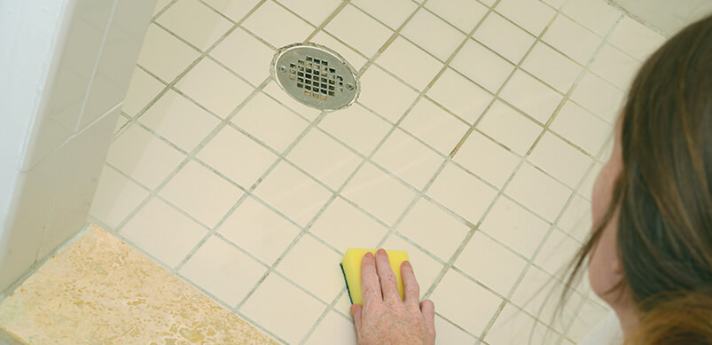 Woman Cleaning Shower And Soap Scum