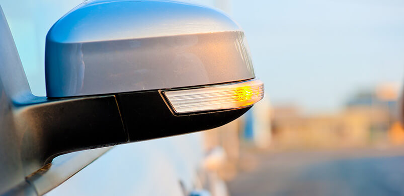 Car Side Mirror With Indicator Light On